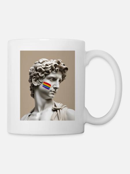 Subtiler Stolz Michelangelo David Kunst + Liebe ist Liebe - Tasse - Weiß