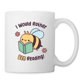 Süße Biene mit Buch, ich würde lieber Bienen lesen Wortspiel - Tasse - Weiß - Rechts