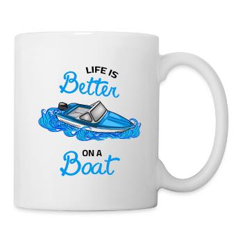 life is better on a boat - DDR Boot Ibis Motorboat - Mug - white - Right