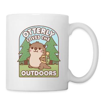 Cute Otter Otterly Love The Outdoors Hiking Pun - Mug - white - Right