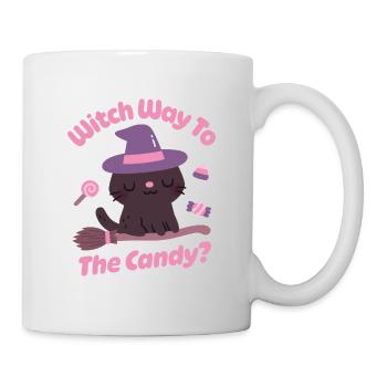 Cute Cat Witch Way To The Candy Funny - Mug - white - Right