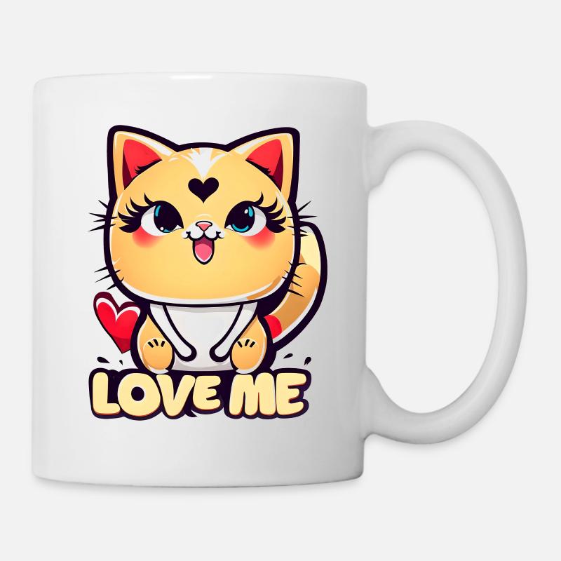 Un drôle chat chibi plein d'amour - Mug blanc - blanc