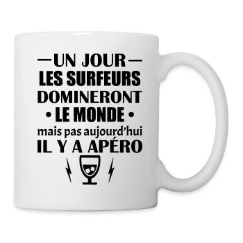 Un jour les surfeurs domineront le monde, noël - Mug blanc - blanc - Droite