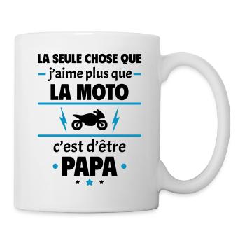 Plus que la moto c'est d'être papa, noël,Moto - Mug blanc - blanc - Droite
