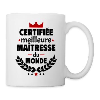 Certifiée meilleure maîtresse du monde, noël - Mug blanc - blanc - Droite