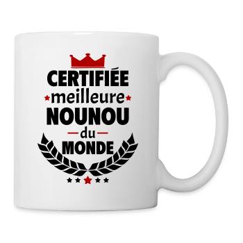 Certifiée meilleure nounou du monde, noël - Mug blanc - blanc - Droite