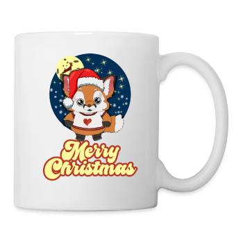 Weihnachtsfuchs im Sternenhimmel - Merry Christmas - Tasse - Weiß - Rechts
