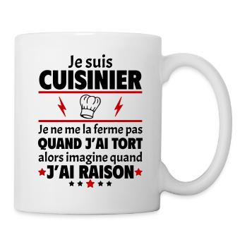 Je suis cuisinier, cuisine, fête des pères, noël - Mug blanc - blanc - Droite
