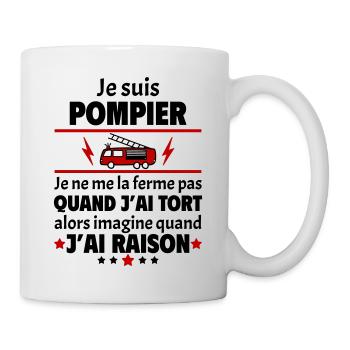 Je suis pompier, fête des pères, noël - Mug blanc - blanc - Droite