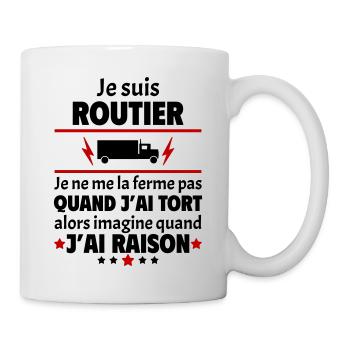 Je suis routier, camion, fête des pères, noël - Mug blanc - blanc - Droite