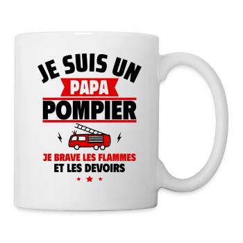 Papa pompier, Cadeau fête des pères - Mug blanc - blanc - Droite