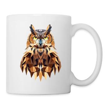 Eule Polygon - Geometrische Wildlife Uhu Natur - Tasse - Weiß - Rechts
