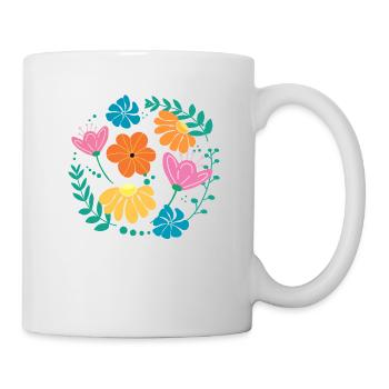 rond coloré de fleurs - Mug blanc - blanc - Droite