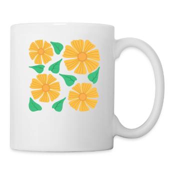 gelbe Blueten - Tasse - Weiß - Rechts