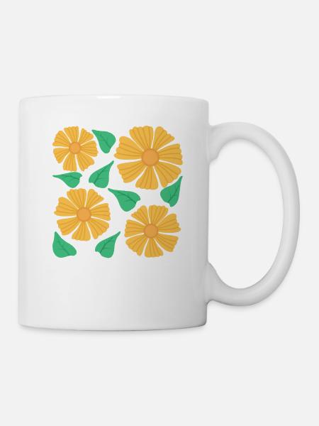 fleurs jaunes - Mug blanc - blanc