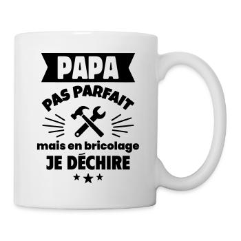 Papa pas parfait bricoleur, cadeau fête des pères - Mug blanc - blanc - Droite