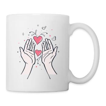 Herzen Herzmotiv Liebe I Love Hände Romantisch - Tasse - Weiß - Rechts