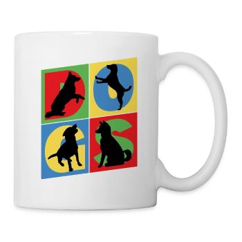 Silhouettes de chien Chiot Chien Coloré Vintage Rétro - Mug blanc - blanc - Droite