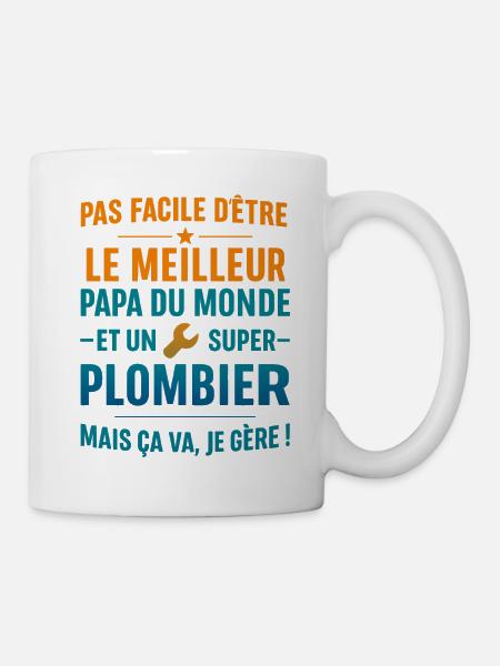 Super Papa Plombier idée cadeau fête des pères - Mug blanc - blanc