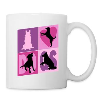 Chiens J’Aime Chiens Silhouettes Doggy Vintage - Mug blanc - blanc - Droite