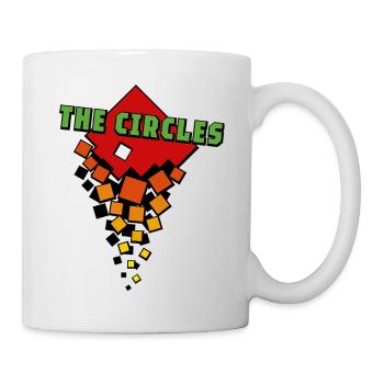 Orangefarbene Quadrate, grüne Kreise - Tasse - Weiß - Rechts