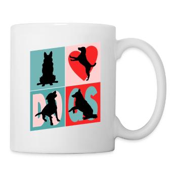 Chiens J’aime Chiens Silhouettes Chien Maman Chien Papa - Mug blanc - blanc - Droite