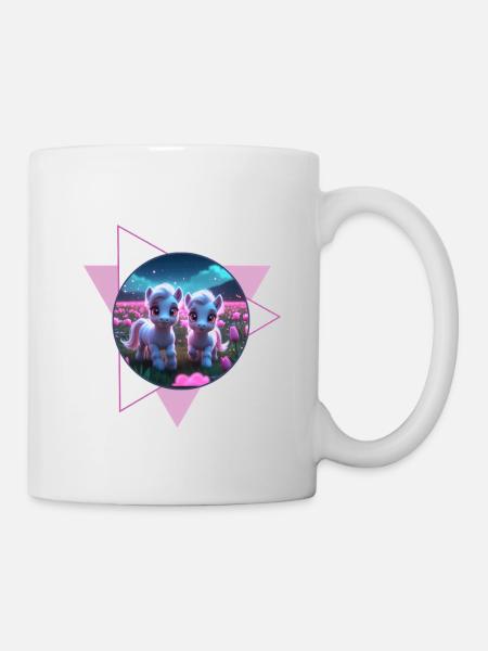 Two cute ponies - Mug - white