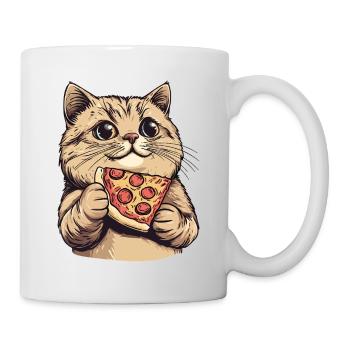 Chat J’Aime Les Chats Et La Pizza Drôle Drôle Humour - Mug blanc - blanc - Droite