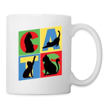 Chaton Chaton Chaton Kitty Silhouette Art - Mug blanc - blanc - Droite