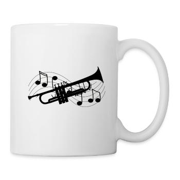 Trompete Noten und Partitur Musik schwarz Zeichnung - Tasse - Weiß - Rechts