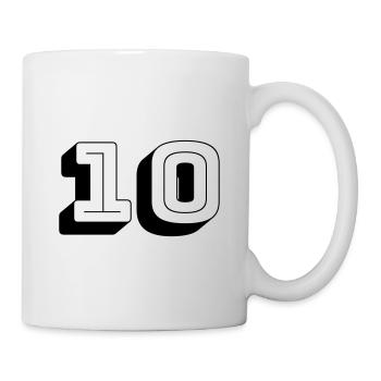 Trikotnummer - Zehn - Zahl - Tasse - Weiß - Rechts