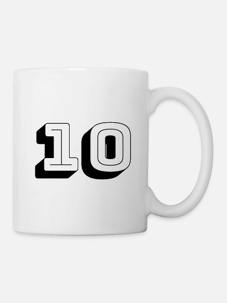 Numéro de maillot - Dix - Numéro - Mug blanc - blanc