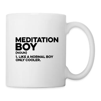 Meditation Boy Noun Meditate Meditation Relaxation - Tasse - Weiß - Rechts