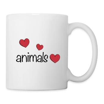 Tiere drei herzen tierliebe - Tasse - Weiß - Rechts