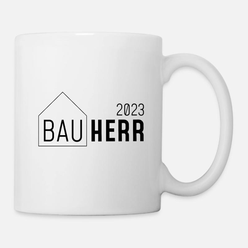 Bauherr 2023 // mit Haus //dunkel - Tasse - Weiß