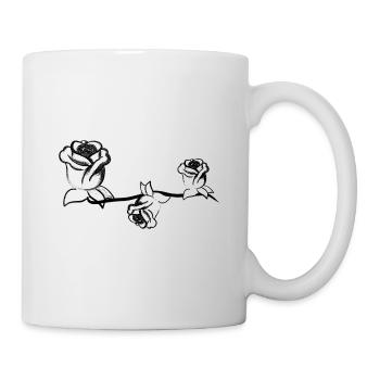 Trois plantes rose fleur rose coup de rose - Mug blanc - blanc - Droite
