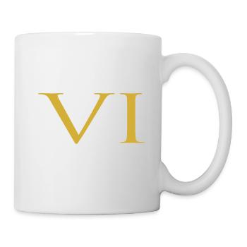 Number 6 Roman Numeral VI Gold - Mug - white - Right