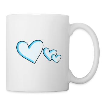 three hearts heart blue Valentine's Day love - Mug - white - Right
