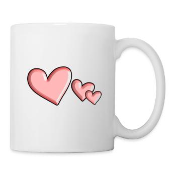 three hearts heart pink Valentine's Day love - Mug - white - Right