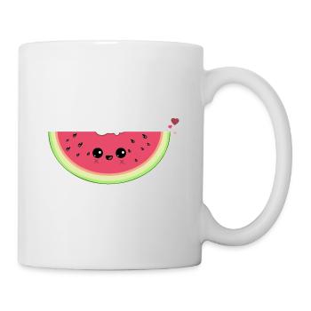 Melon rit de la Saint-Valentin Love Heart Fruit Kawaii - Mug blanc - blanc - Droite