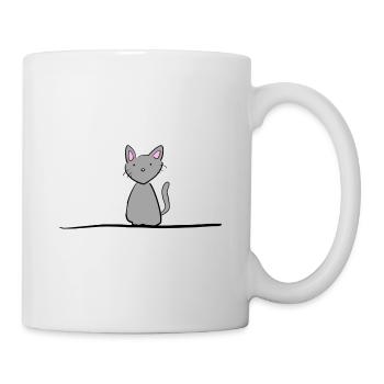 Graue Katze Linie Tier Haustier - Tasse - Weiß - Rechts