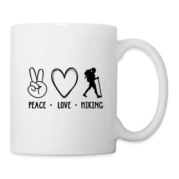 Peace Love Hiking Mountaineering Trekking Outdoor - Tasse - Weiß - Rechts