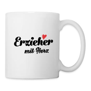 Erzieher mit Herz Erzieherin Kindergarten - Tasse - Weiß - Rechts