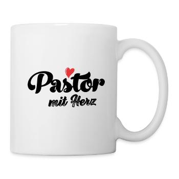 Pastor mit Herz Pastorin evangelische Gemeinde - Tasse - Weiß - Rechts