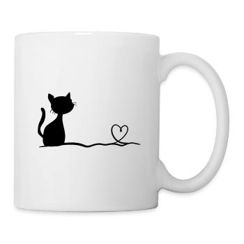 Symbole Cat Line Stroke Heart Love - Mug blanc - blanc - Droite