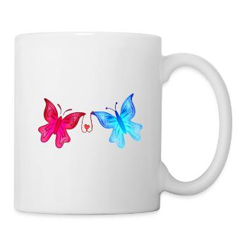 Schmetterlinge blau pink symbol insekt tiere - Tasse - Weiß - Rechts