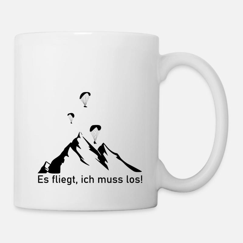 Es fliegt ich muss los, Gleitschirmfliegen - Tasse - Weiß