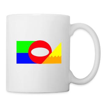Neon Geometrie Farbblock Komposition - Tasse - Weiß - Rechts