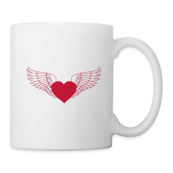 Amour amour splash coeur coeur ailes - Mug blanc - blanc - Droite