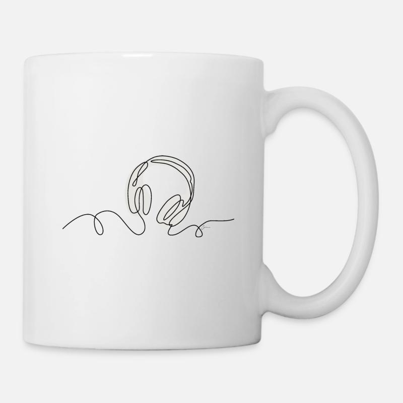 One Line Drawing - Musik - Tasse - Weiß